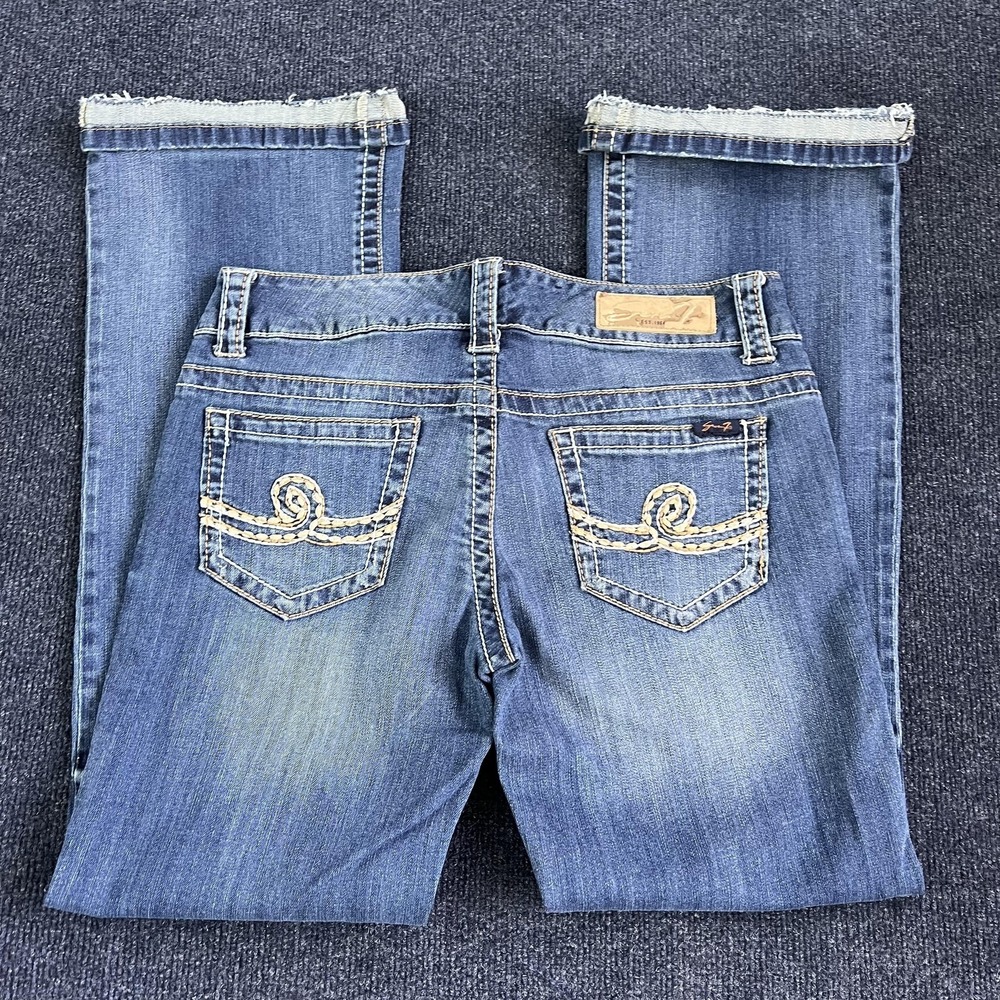 Y2K‎ Seven7 Jeans Womens 30 Low Rise Bootcut Embroidered Pockets Stretch Denim